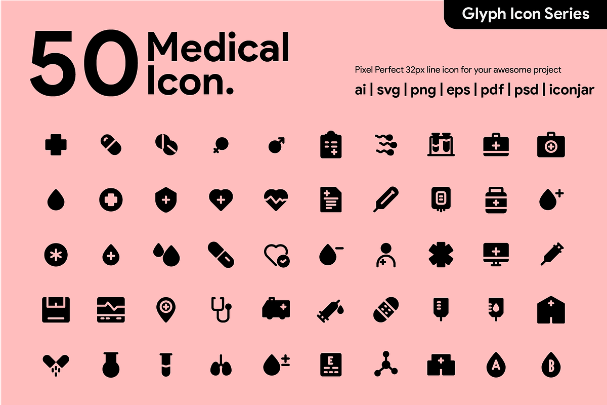 50 Medical Glyph Icon in Icons - product preview 8