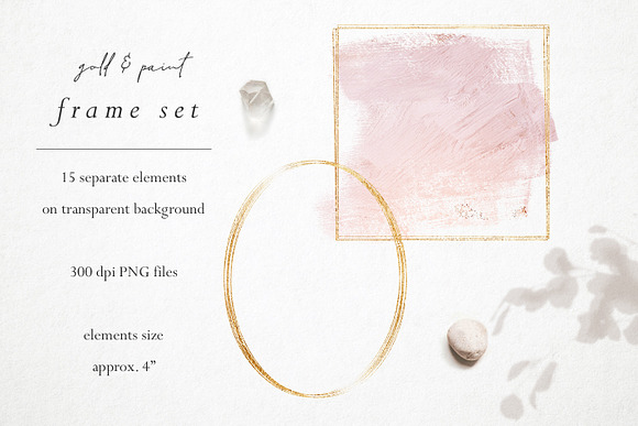 15 Gold & watercolor frames - PNG in Objects - product preview 1