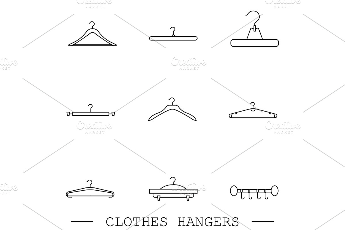 Hangers vector line, line icons set. in Icons - product preview 8