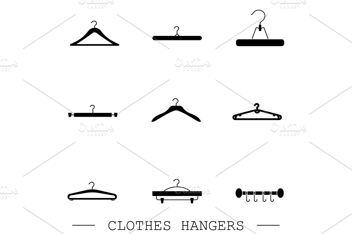 Hangers vector black icons set. Set in Icons - product preview 8