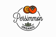 Persimmon fruit logo. Round linear.