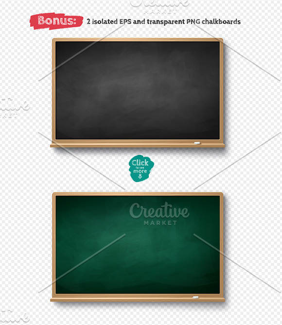 Chalked education set (BW) in Objects - product preview 7