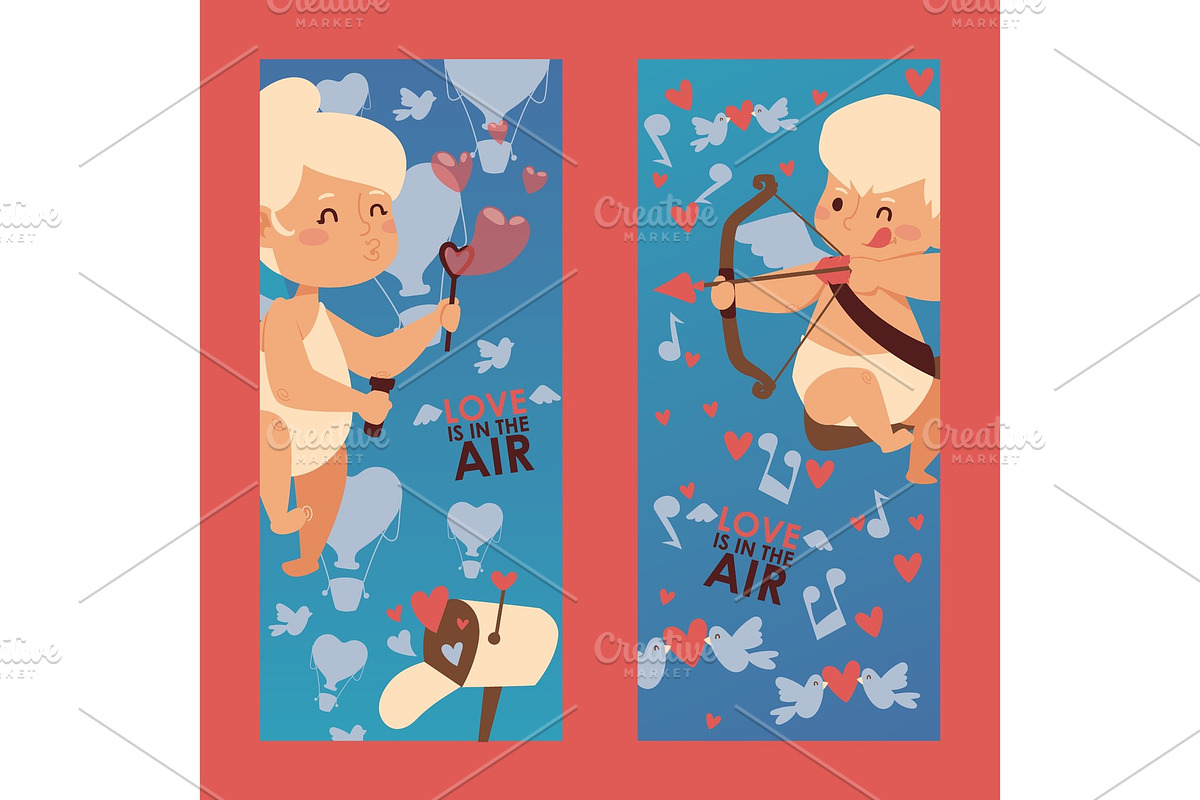 Cupid babies on vertical banners in Objects - product preview 8