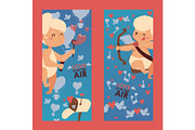Cupid babies on vertical banners