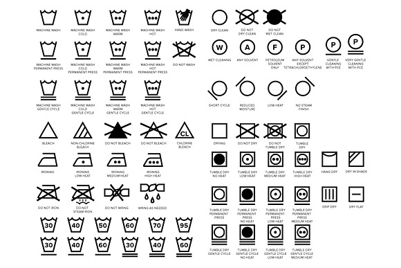 Laundry Care Symbol Icons Set in Laundry Icons - product preview 2
