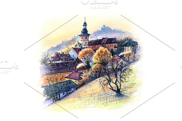 Watercolor sketch of Bamberg