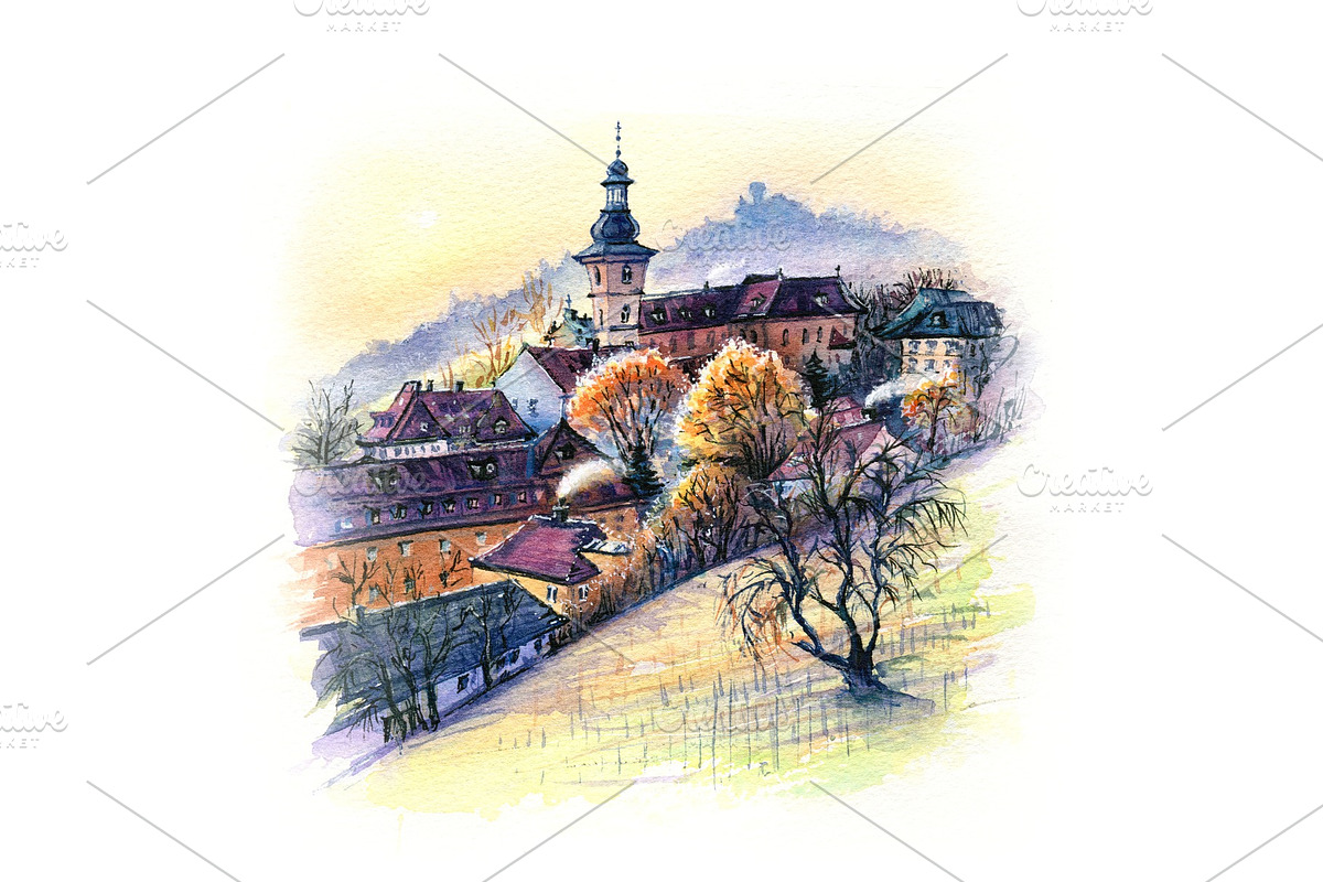 Watercolor sketch of Bamberg in Illustrations - product preview 8