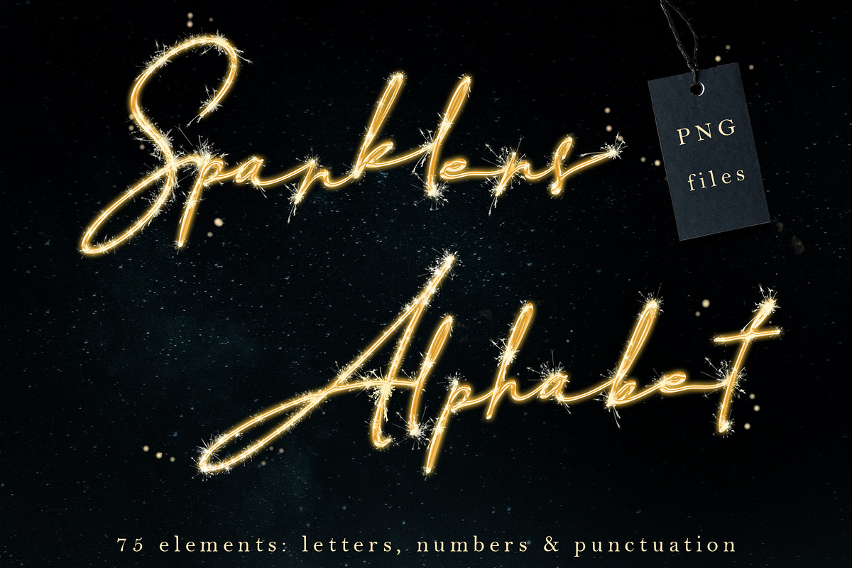 Gold sparklers letters clipart in Objects - product preview 8