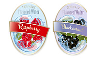 Set of labels with fruit and berries