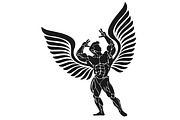 Bodybuilder with wings, fitness