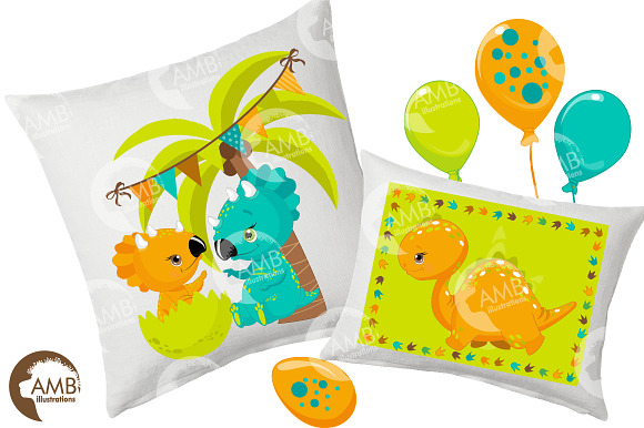 Dinosaur Party Clipart AMB-2701 in Illustrations - product preview 3