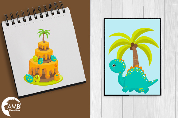 Dinosaur Party Clipart AMB-2701 in Illustrations - product preview 4