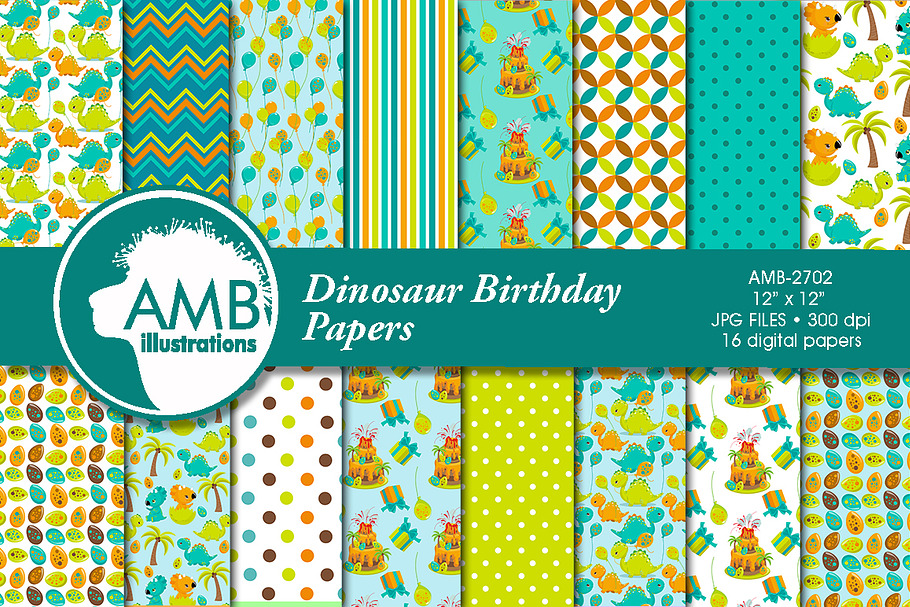 Dinosaur Birthday Papers AMB-2702