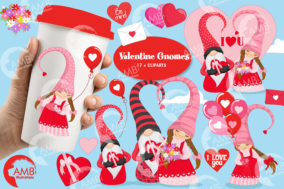 Valentine Gnomes clipart AMB-2704 in Illustrations - product preview 8