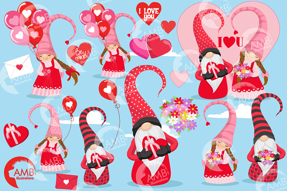 Valentine Gnomes clipart AMB-2704 in Illustrations - product preview 3