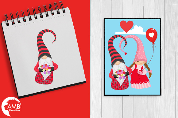 Valentine Gnomes clipart AMB-2704 in Illustrations - product preview 4