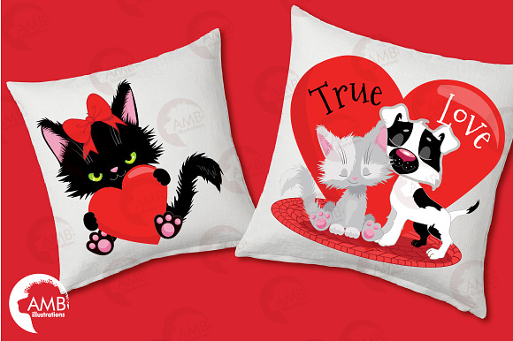 Valentine Cats cliparts AMB-2709 in Illustrations - product preview 2