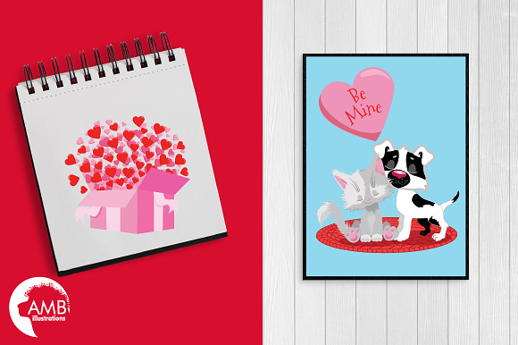 Valentine Cats cliparts AMB-2709 in Illustrations - product preview 4