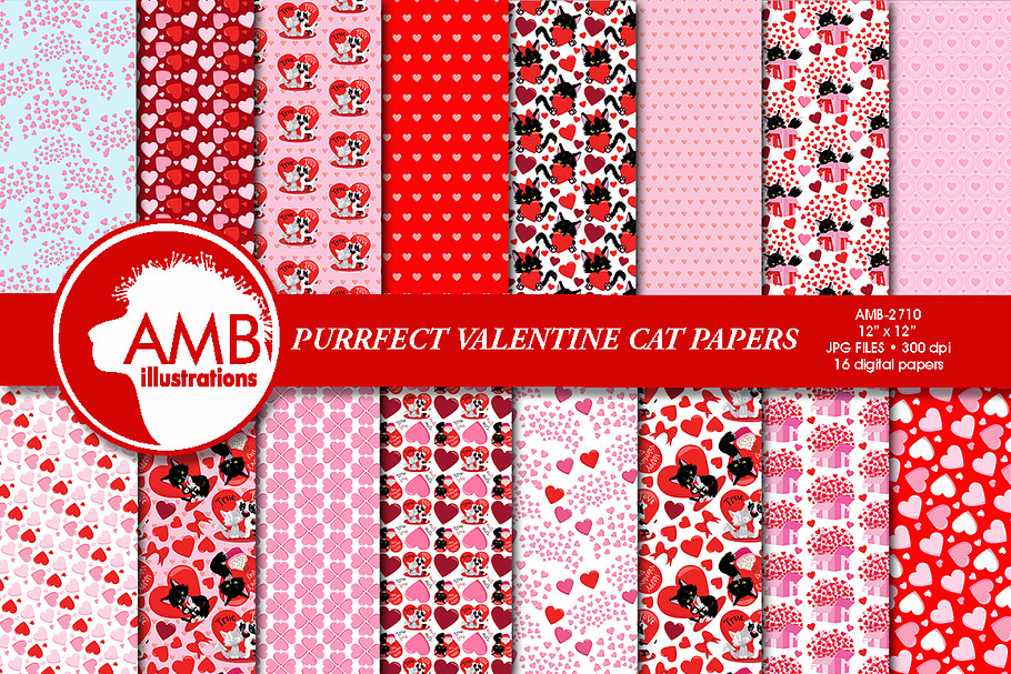 Valentine Cats patterns AMB-2710 in Patterns - product preview 8