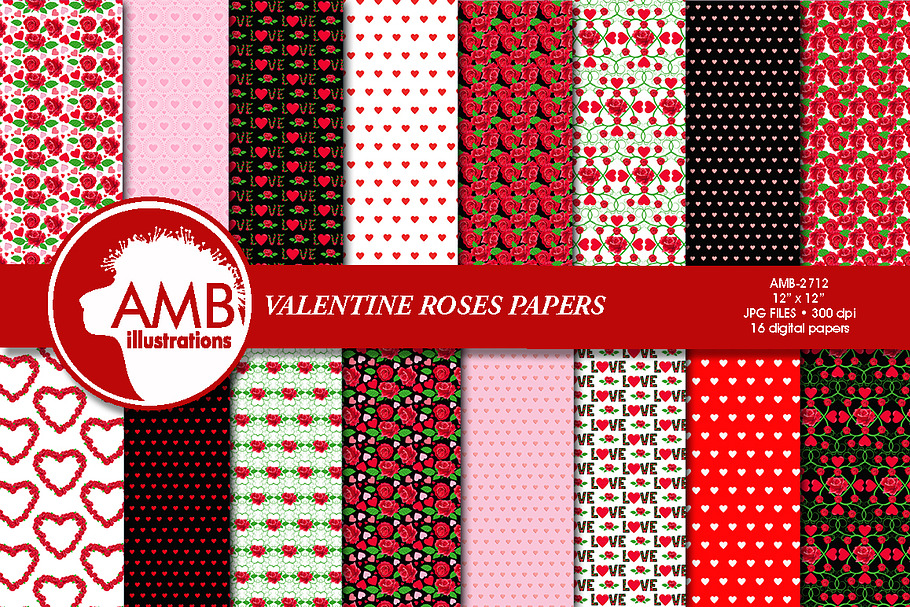 Red Roses Valentine Patterns - 2712 in Patterns - product preview 8