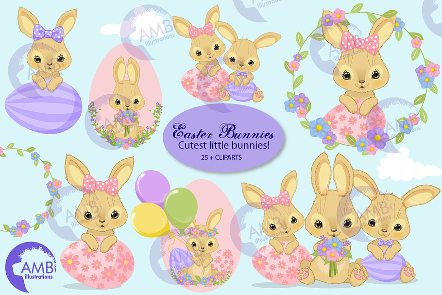 Easter Bunnies clipart AMB-2721 in Illustrations - product preview 8