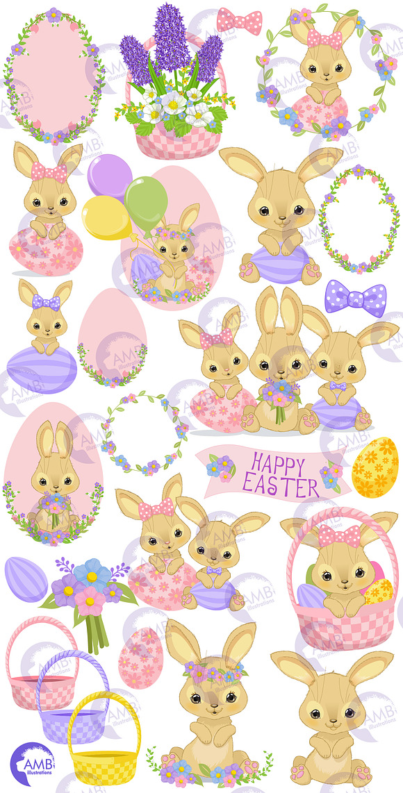 Easter Bunnies clipart AMB-2721 in Illustrations - product preview 1