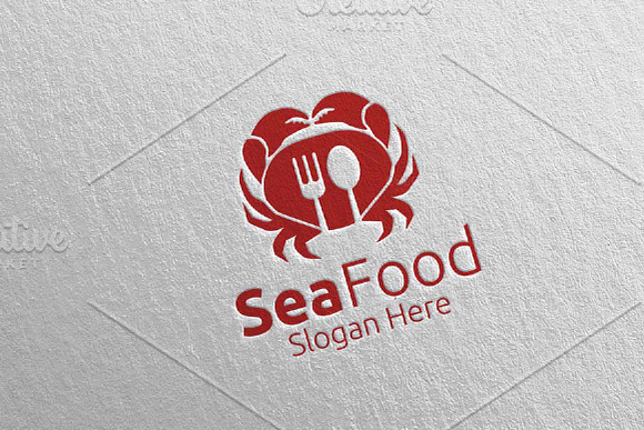 Crab Seafood Logo for Restaurant 82 in Logo Templates - product preview 1
