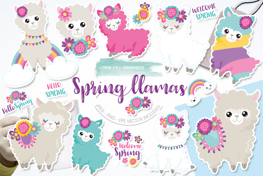 Spring Llamas in Illustrations - product preview 8