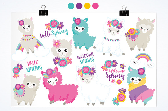 Spring Llamas in Illustrations - product preview 1