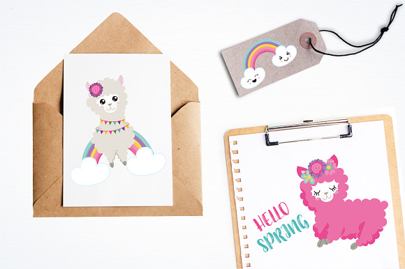 Spring Llamas in Illustrations - product preview 3