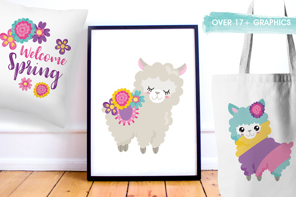 Spring Llamas in Illustrations - product preview 4