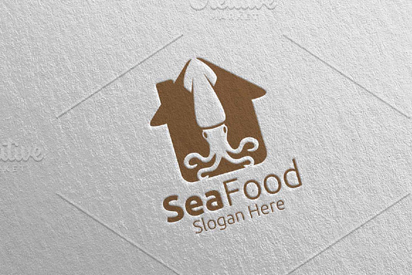 Squid Seafood Logo for Restaurant 83 in Logo Templates - product preview 1