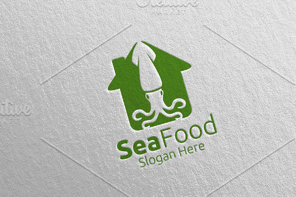 Squid Seafood Logo for Restaurant 83 in Logo Templates - product preview 3