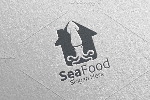 Squid Seafood Logo for Restaurant 83 in Logo Templates - product preview 4