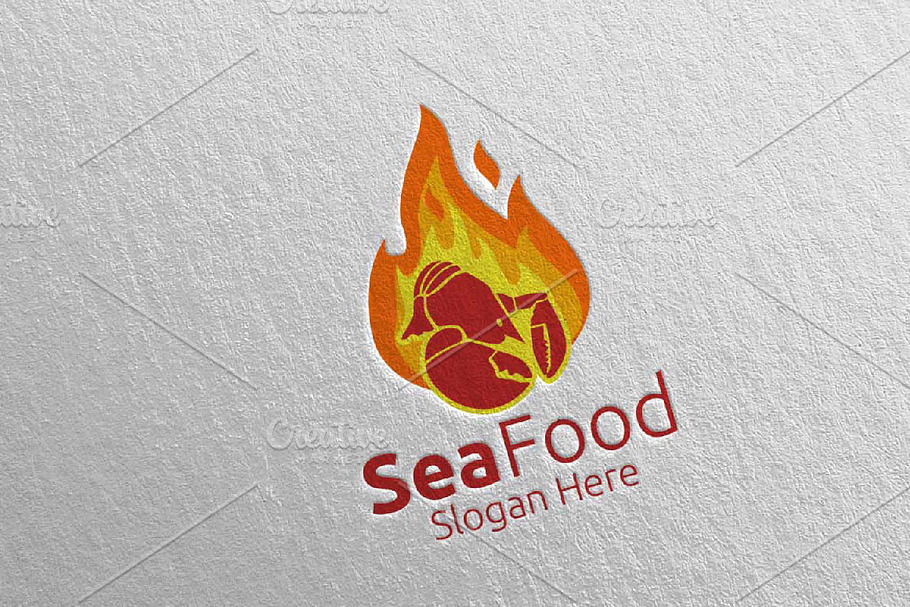 Shrimp Seafood Logo Restaurant 84