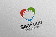 Scallops Seafood Logo Restaurant 85