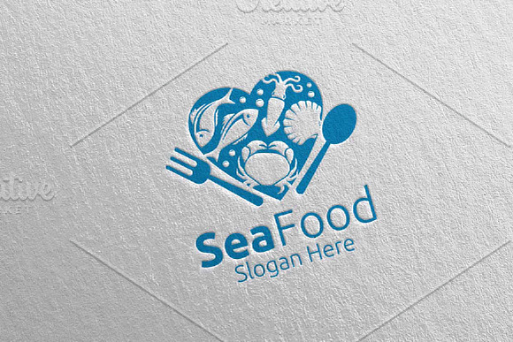 Love Seafood Logo Restaurant 86 in Logo Templates - product preview 1