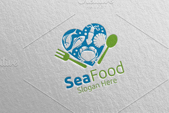 Love Seafood Logo Restaurant 86 in Logo Templates - product preview 2