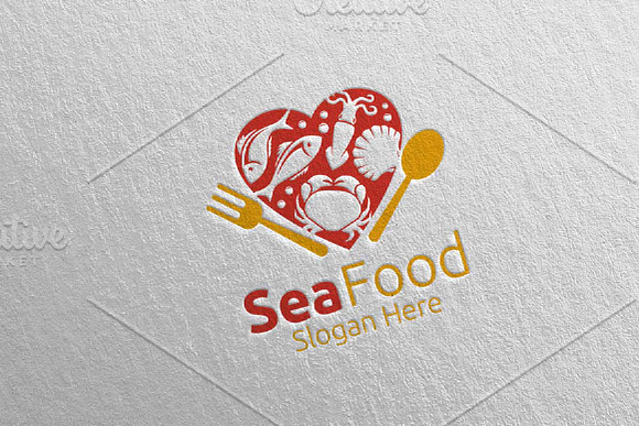 Love Seafood Logo Restaurant 86 in Logo Templates - product preview 3