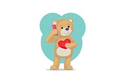 Plush Bear Toy Speaking on Telephone