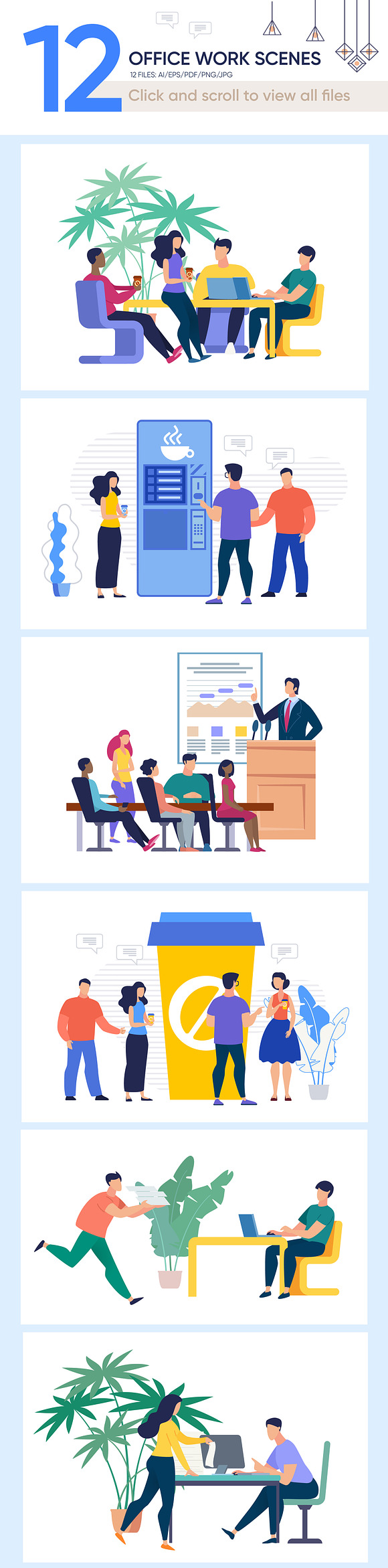 Office Work Vector Scenes in Illustrations - product preview 1