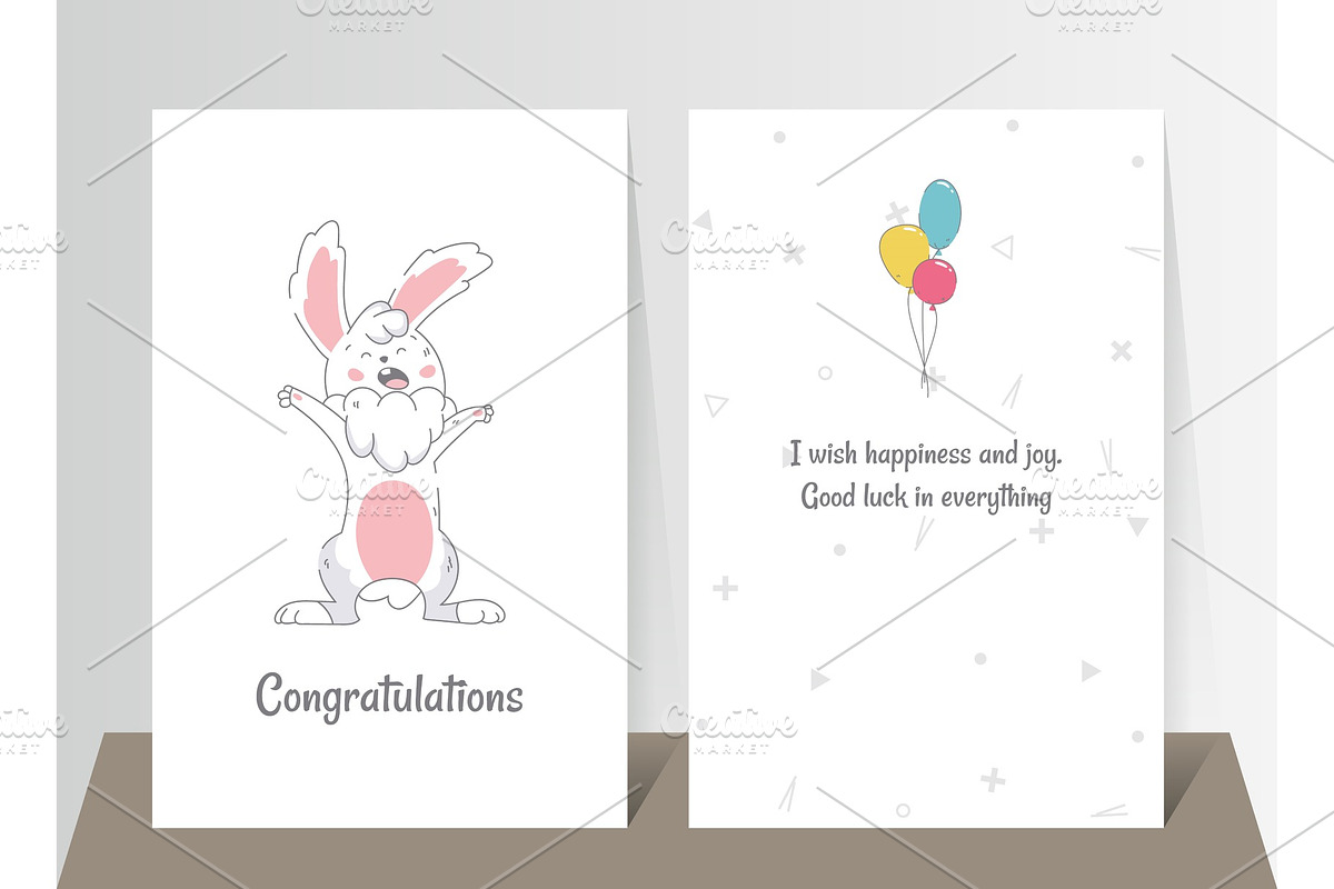 Two banners with funny cute bunny in Illustrations - product preview 8