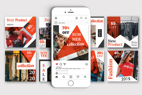 Orange Fashion Instagram Post in Instagram Templates - product preview 1