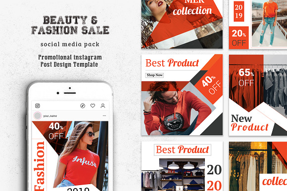 Orange Fashion Instagram Post in Instagram Templates - product preview 2