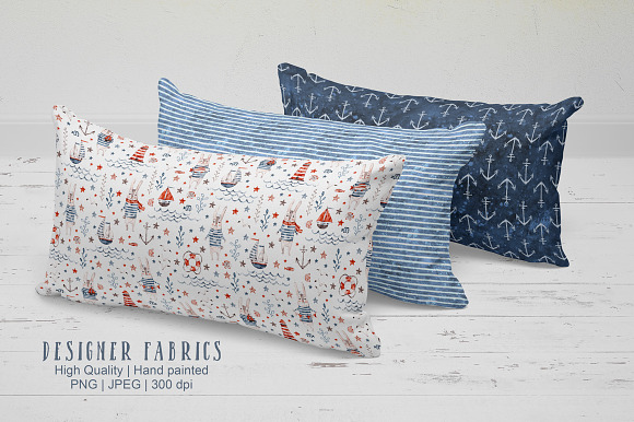 Nautical cute sea seamless patterns in Patterns - product preview 6