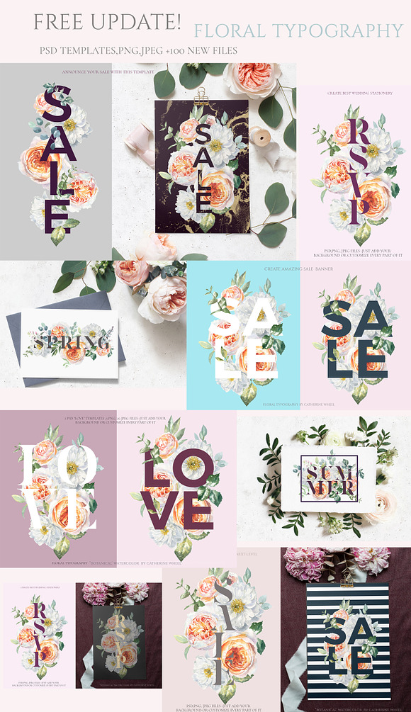 Botanical Watercolor Luxury Florals in Illustrations - product preview 30