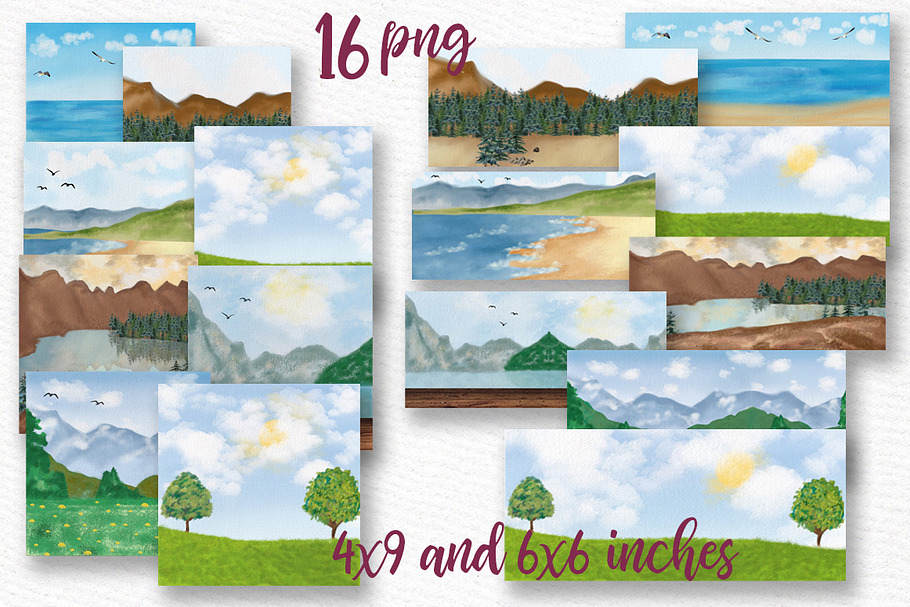 Lanscapes clipart Mug templates in Illustrations - product preview 8