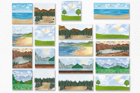 Lanscapes clipart Mug templates in Illustrations - product preview 1