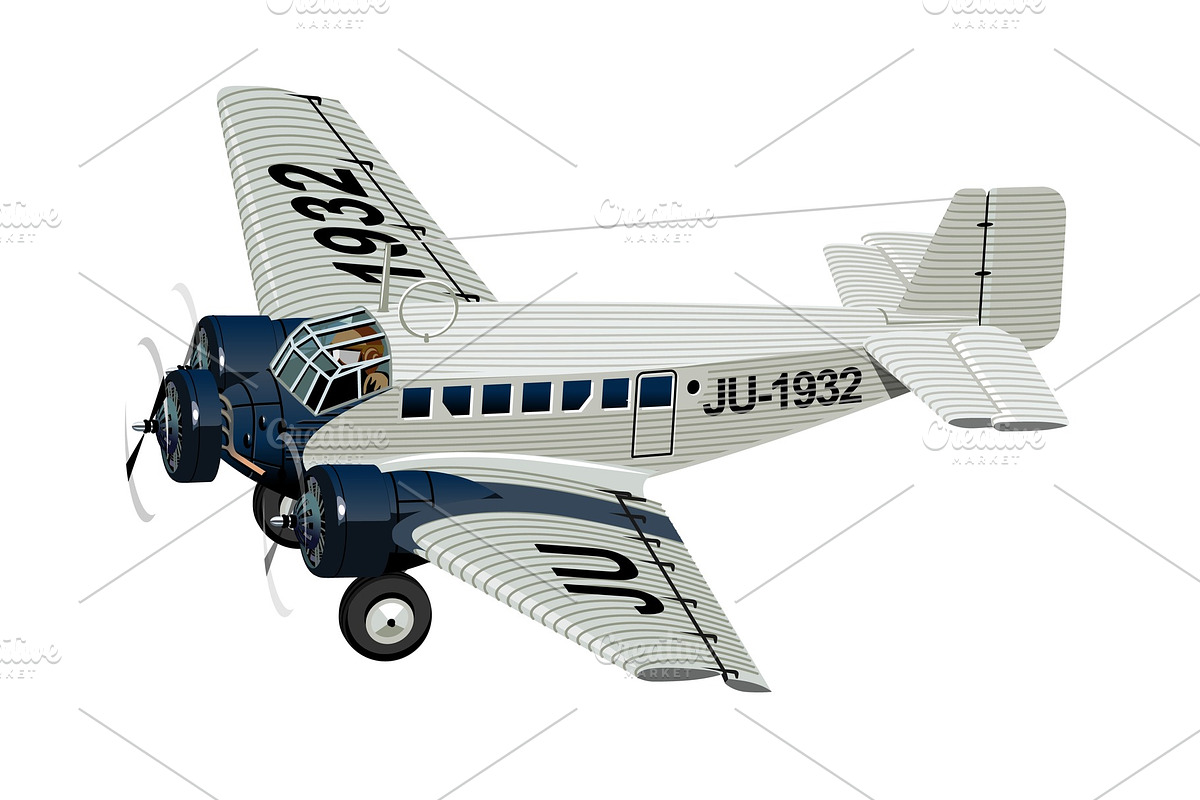 Cartoon Retro Airplane in Illustrations - product preview 8