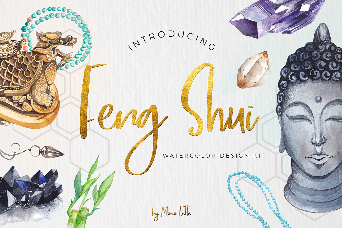 Feng Shui ✦ watercolor design kit in Illustrations - product preview 8